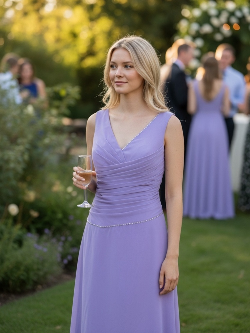 Lilac Purple Skater Skirt Evening Formal Dress Sleeveless V-neck Size 16